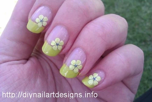 10 Easy DIY Home Projects Anyone Can Do This Weekend easy diy nail art designs: lime green french tip with flower decals