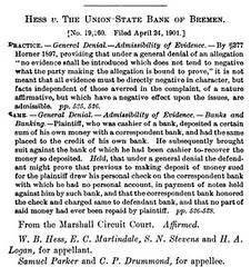 1901 appeal denied of hess suit over embezzlement payback