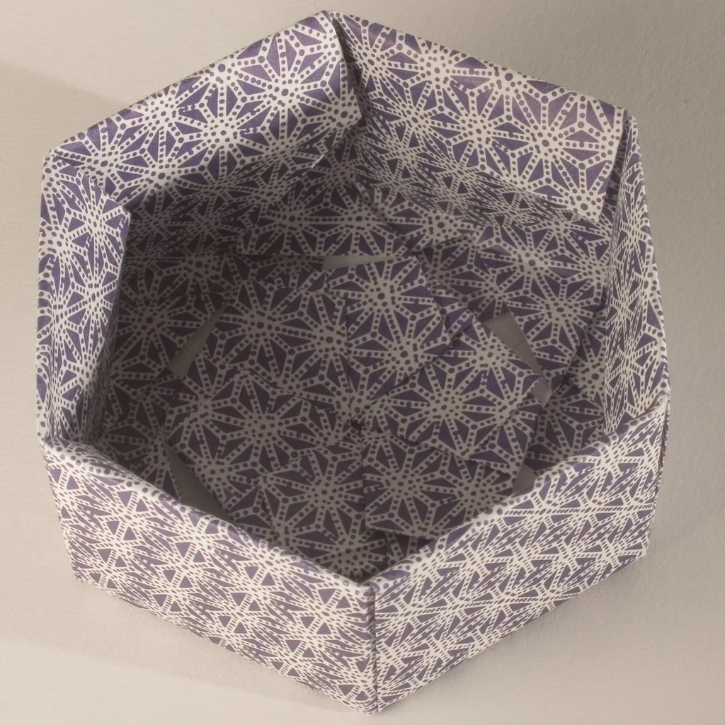 base of decorative hexagonal origami gift box (with lid removed): # 04