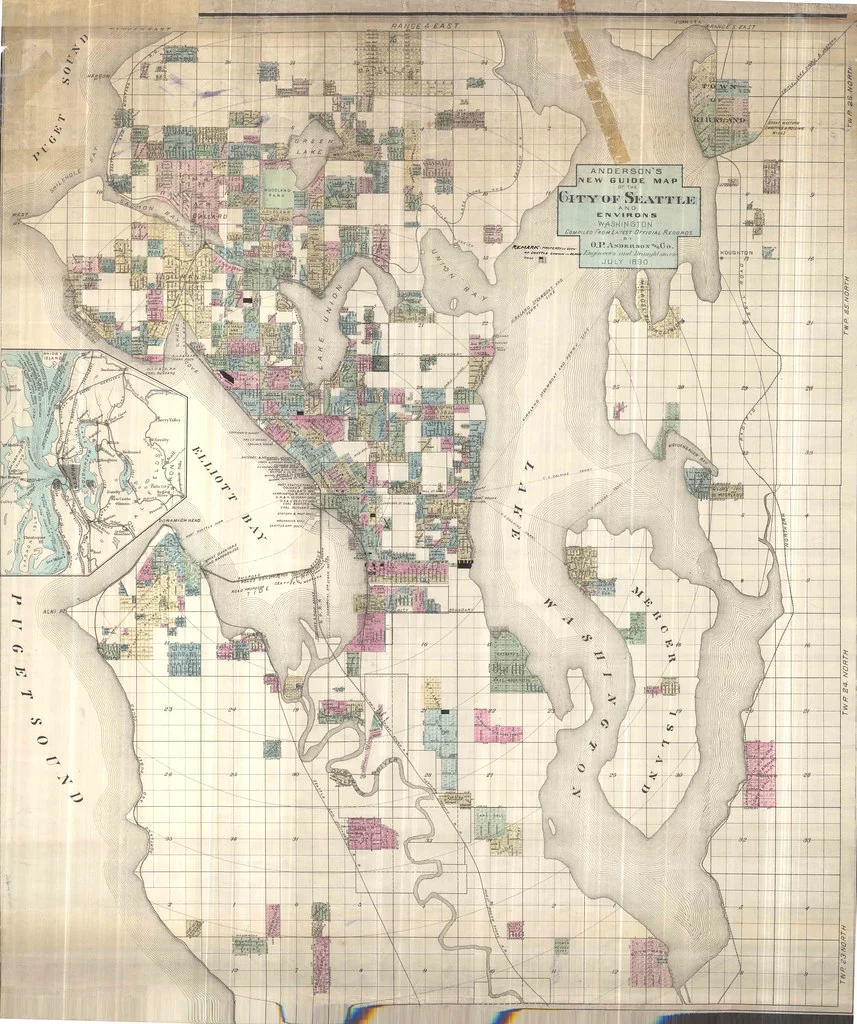 anderson's new guide map of the city of seattle and environs, 1890