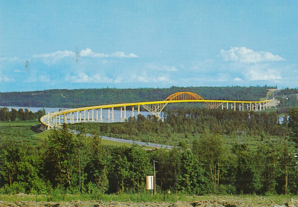 postcard: port mann bridge, c.1964