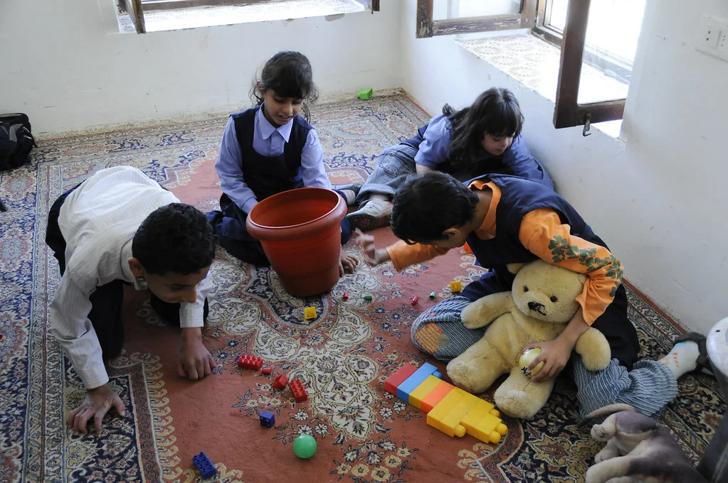 children with special needs play at a school for autism